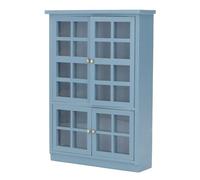 AMONIDA Meuble de Maison de Poupée, Armoire Bleu Foncé à Trois Niveaux | Espace de rangement adéquat, portes transparentes, style scandinave