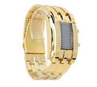 AMONIDA Montre pour Hommes LED Mode Exquise Montre en Alliage étanche pour Cadeau d'affaires LED pour Hommes avec Affichage du Mode Heure Binaire 1 X pour (l'or des)