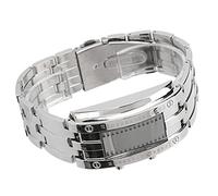 AMONIDA Montre pour Hommes LED Mode Exquise Montre en Alliage étanche pour Cadeau d'affaires LED pour Hommes avec Affichage du Mode Heure Binaire 1 X pour (Argent pour)