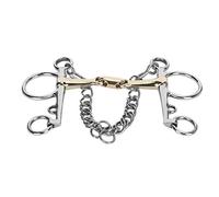 AMONIDA Mors Pelham en Acier Inoxydable, Accessoire Durable à Double Articulation pour Chevaux D'équitation, 4cm/1,6 Pouces, Magnifique Connecteur en Laiton et Silicone