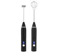 AMONIDA Mousseur à Lait électrique Mélangeur à Main Rechargeable à 3 Vitesses pour café Latte et œufs Noir 28x3,1x3,1 Cm