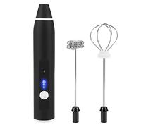 AMONIDA Mousseur à Lait électrique Mélangeur à Main Rechargeable à 3 Vitesses pour café Latte et œufs Noir 28x3,1x3,1 Cm