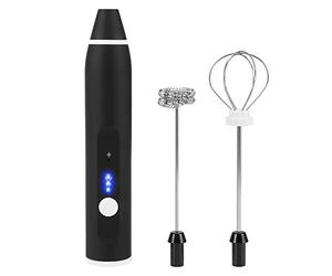 AMONIDA Mousseur à Lait électrique Mélangeur à Main Rechargeable à 3 Vitesses pour café Latte et œufs Noir 28x3,1x3,1 Cm