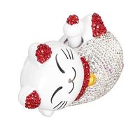 AMONIDA Ornements de Chat Porte-Bonheur à énergie Solaire, Bras ondulé Automatique, Décoration de Chat de Fortune pour la Maison et Le Bureau, Finition Scintillante en Plastique de 11cm (