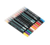 AMONIDA Paquet de 12 Stylos Marqueurs de Peinture Acrylique à Double Pointe, Couverture Lisse pour L'art sur Toile de Bois de Roche (12 couleurs)