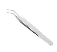 AMONIDA Pince à Greffer des Cils, Outil Durable en Acier Inoxydable pour le Nail Art et un Usage Personnel en Argent (Pince à épiler courbée en argent LD-04)