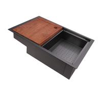 AMONIDA Poste de Travail pour évier de Bar, évier de Cuisine à Montage encastré en Acier Inoxydable 304 avec Coussinets Insonorisés, Planche à Découper Amovible, pour Camping-car, Bar, Camion de