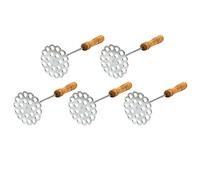 AMONIDA Presse-purée à Pommes de Terre, Manche en Bois en Acier Inoxydable Durable, Ensemble de 5 Spud Smasher, Outil de Cuisine pour les Chefs à Domicile