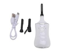 AMONIDA Recourbe-cils électrique chargé par USB avec 3 Réglages de Température Réglables et 3 Têtes de Brosse pour un Bouclage sans Effort, Idéal pour les Voyages (WHITE)