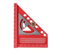 AMONIDA Règle de Mesure Multi-angle 3D, Rapporteur carré de Charpentier Durable anodisé de qualité Supérieure pour le Travail du Bois et la Construction 112x79x85mm (Rouge et Gris)