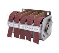 AMONIDA Rouleau de Toile émeri Abrasive pour Travail du Bois, 5 Pièces | Boîte distributrice en métal, grains 150 240 320 400 600, papier de verre assorti pour la réparation de carrosserie