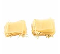 AMONIDA Sacs Cadeaux élégants en Organza Transparent avec Cordon de Serrage, 100 Pièces, pour Bijoux de Fête de Mariage, 10x15cm (GOLD)