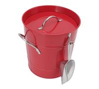 AMONIDA Seau à Glace Rond avec Poignée et Couvercle pour Bar à Usage Domestique, Bac de Refroidissement en Plastique galvanisé 19.5x20.5x16cm (rouge)