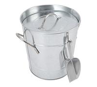 AMONIDA Seau à Glace Rond avec Poignée et Couvercle pour Bar à Usage Domestique, Bac de Refroidissement en Plastique galvanisé 19.5x20.5x16cm (Couleur d'origine)