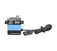 AMONIDA Servo Numérique RC 9 Kg, Servo Haute sensibilité Entièrement en Métal, IP66 à Faible Bruit avec Bras, Idéal pour Mise à Niveau de Remplacement sur Chenilles SCX10 III 1/18 RC (Blue)