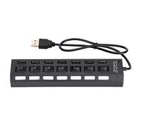 AMONIDA Station d'accueil USB à 7 Ports, Hub Noir Haute Vitesse avec Commutateur pour Utilisation de Bureau, Taux de Transfert de Données de 480 Mbps (7 bouches Noires)