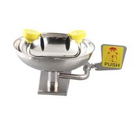 AMONIDA Station de Lavage des Yeux à Double Buse en Acier Inoxydable, Support Mural pour Lavage des Yeux D'urgence avec Panneau de sécurité pour Utilisation sur le Lieu de Travail