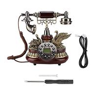 AMONIDA Téléphone Fixe Vintage à Cadran Rotatif Rétro Antique avec Double Système FSK/DTMF Qualité D'appel Claire 38 Enregistrements D'identification de L'appelant pour Cadeau de