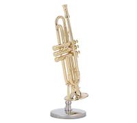 AMONIDA Trompette Miniature en Laiton élégant avec étui de Support pour les Amateurs de Musique et la Décoration Intérieure Modèle de Mini Trompette en Laiton de qualité Supérieure pour Affichage