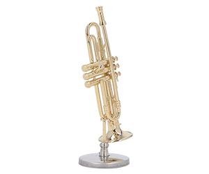 AMONIDA Trompette Miniature en Laiton élégant avec étui de Support pour les Amateurs de Musique et la Décoration Intérieure Modèle de Mini Trompette en Laiton de qualité Supérieure pour Affichage