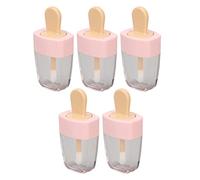 AMONIDA Tubes de Brillant à Lèvres de 5ml, 5 Pièces, Conception Mignonne de Crème Glacée, Empêche les Fuites pour L'artisanat de Produits à Lèvres en Plastique