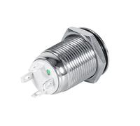 AMONIDA Type momentané de Commutateur de Bouton Poussoir D'alimentation LED Durable pour des Applications de Voiture et Extérieures Argent Taille 12mm (GREEN)