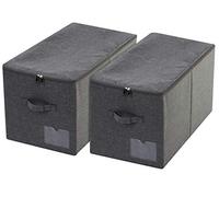 Amonsen Lot de 2 paniers de rangement pliables avec couvercle à fermeture éclair pour chambre à coucher, noir et gris