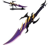 AMONT Dague Décorative Golden Fangs 62,5 cm en Acier avec Support, Réplique Décorative sans Bordure, Finition Violette Métallique et Reflets Dorés, Poignée Noire
