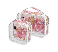 Amooorous 2 Pack Rose Golden Fairy Tale Castle Clair Décoratif Hommes Articles de toilette Voyage TSA Homologué Réutilisable Sac Voyage Cosmétique Hommes Kit De Rasage Maquillage Para, Or Rose,