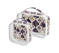 Amooorous 2 Pack Violet Poker Clair Décoratif Suspendu Trousse de Toilette TSA Approuvé Portable Voyage Cosmétique Sacs Cosmétiques pour Femmes Voyage Essentiels Bolsa De Maquillage, Violet Poker, 1