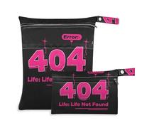 Amooorous 404 Error Life Not Found Lot de 2 sacs de bain lavables pour bébé avec poignées pour voyage, salle de sport