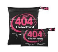 Amooorous 404 Error Life Not Found Rock Style Lot de 2 sacs à langer imperméables avec poignées pour couches de bébé, voyage