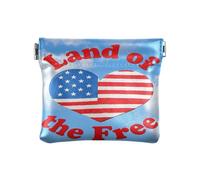 Amooorous 4th of July Independence Day Land of Free Red and Blue Love Women Porte-monnaie en cuir pratique Mini porte-monnaie pour femme, 4 juillet Jour de l'indépendance terre d'amour libre rouge et