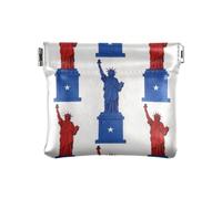 Amooorous 4th of July Independence Day Red and Blue Lady Liberty Petit sac à main en cuir pratique Mini trousse de maquillage pour homme femme voyage, 4 juillet Jour de l'indépendance rouge et bleu