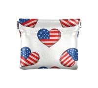 Amooorous 4th of July Independence Day Rouge et Bleu Love Women Porte-monnaie en cuir PU Portable Mini étui cosmétique pour homme femme voyage, 4 juillet Jour de l'indépendance Rouge et bleu amour, 1