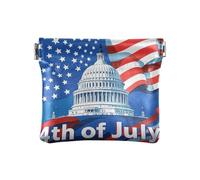 Amooorous 4th of July Independence Day White House - Petit porte-monnaie en cuir synthétique - Organisateur d'articles personnels uniques pour homme et femme, 4 juillet Jour de l'indépendance Maison