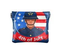 Amooorous 4th of July Independence Dayblue Soldier Petit porte-monnaie en cuir pour femme avec porte-monnaie mignon pour femme, 4 juillet Jour de l'Indépendance Soldat bleu, 1 size