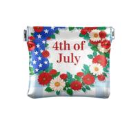 Amooorous 4th of July Independence Dayred and Blue Garland Petit sac à main en cuir pour femme Bijoux mignons pour homme femme voyage, 4 juillet Jour de l'indépendance Guirlande rouge et bleue, 1 size