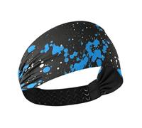 Amooorous Bandeau élastique antidérapant pour femme - Motif peinture à l'encre bleue et noire - Pour basket-ball, tennis, basket-ball, diadema para maquillaje
