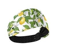 Amooorous Bandeaux larges et antidérapants avec feuilles de citron et de citronnier, bandeaux élastiques larges pour les cheveux des femmes pour la randonnée, la gym, la randonnée, bandas para el