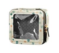 Amooorous Beauty Flowers Trousse de maquillage en cuir transparent pour femme Bleu, Fleurs de beauté bleues, 1 size