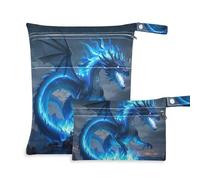 Amooorous Blue Flame Dragon Lot de 2 petits sacs étanches avec poignées pour couches de bébé, piscine