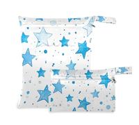 Amooorous Blue Stars and Bubbles Lot de 2 sacs de voyage lavables pour bébé avec poignées pour la plage, le yoga