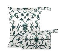 Amooorous Bohemia Europe Vine Scroll Pattern Cyan Waterproof Wet Bag Baby Lot de 2 sacs de voyage essentiels pour bébés avec poignées pour couches de bébé, salle de sport