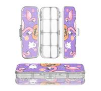 Amooorous Boîte à crayons en plastique transparent pour Halloween, motif pixel, flamant rose | Penscases à deux étages pour l'école avec couvercle
