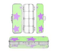 Amooorous Boîte à crayons transparente avec motif étoiles vertes fluorescentes