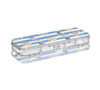 Amooorous Boîte de rangement rigide transparente à deux compartiments pour l'école avec couvercle hermétique Motif squelette de pirate Bleu/blanc
