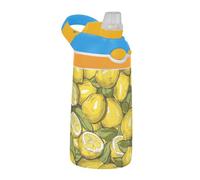 Amooorous Bouteille d'eau de sport jaune citron avec couvercle à paille - Bouteille d'eau légère en Tritan pour salle de sport, voyage, maison, école, bureau Termos para agua calie