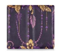 Amooorous Carnaval Mardi Gras Masque jaune violet en cuir pour carte d'immatriculation et carte d'assurance pour voiture, camion, moto, remorque ou bateau