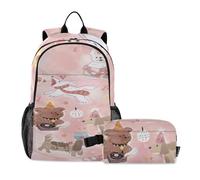 Amooorous Cartoon Cute Puppy Land Sac à dos d'école pour garçons avec sac à déjeuner Sac à dos d'école pour garçons avec boîte à déjeuner Sac à dos pour adolescentes filles avec boîte à déjeuner âge